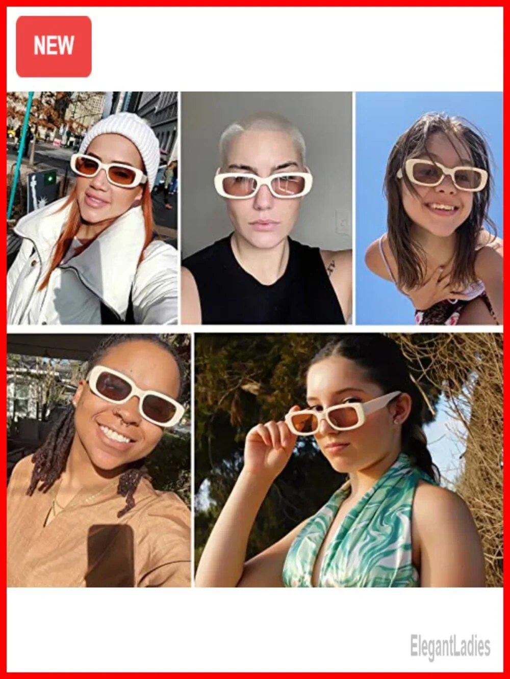 4 Pcs Retro Vintage Square Rectangle Sunglasses UV400 Protection Y2K Trendy